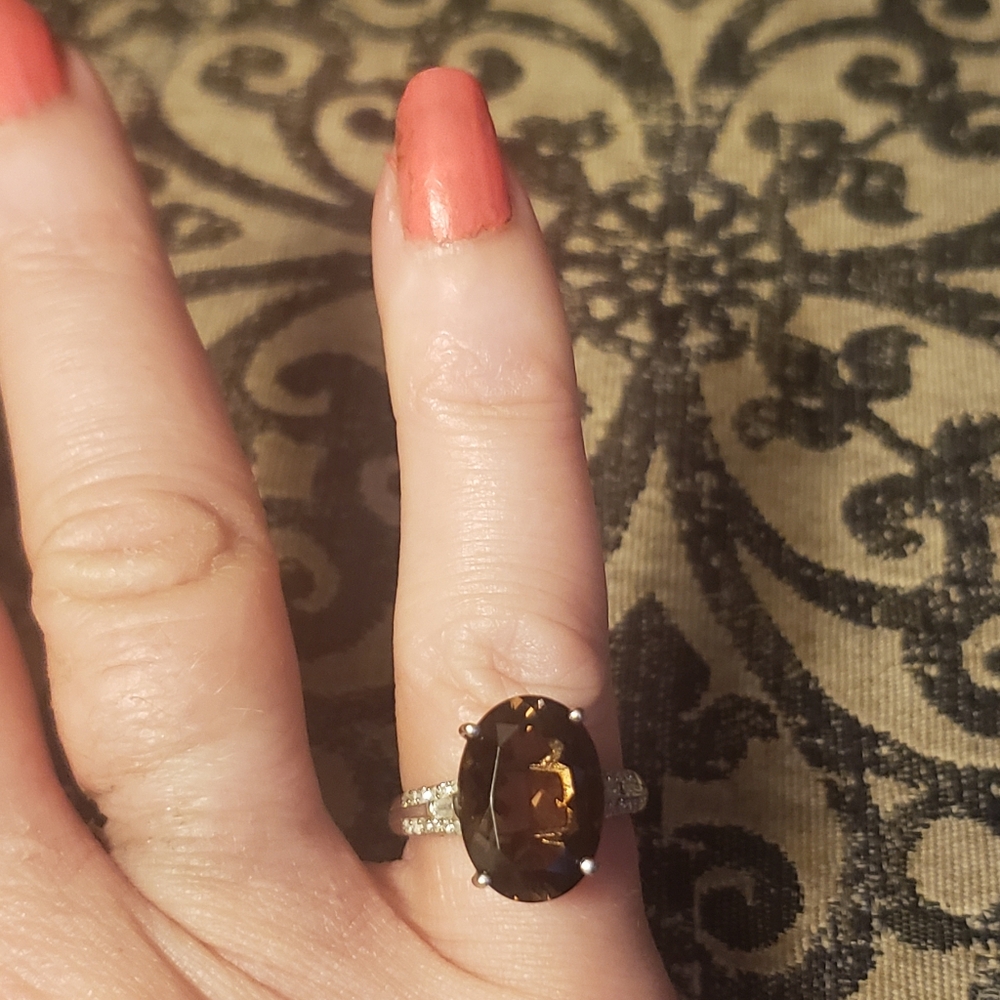 NWOT Colombianite and Diamond Ring in Platinum Over Sterling Silver 5.30 ctw - Picture 10 of 14